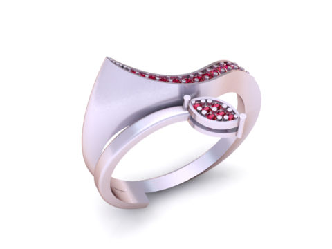Golden Curve Ruby Ring 3D 인쇄 가능 모델 3D 프린트 모델
