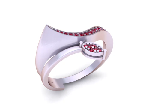 Golden Curve Ruby Ring 3D Printable Model 3D Print Model