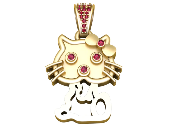 Cute Kitty Face Pendant 3D Printable Model 3D Print Model .c4d .max .obj .3ds .fbx .stl .blend