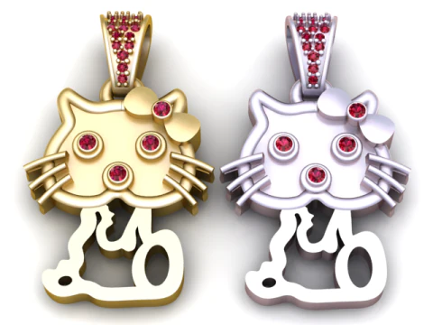 Cute Kitty Face Pendant 3D Printable Model 3D Print Model