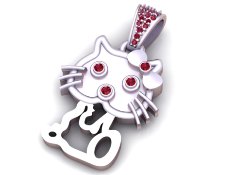 Pendentif visage de chat mignon modèle imprimable en 3D Modèles 3D en vedette