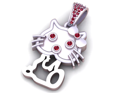 Cute Kitty Face Pendant 3D Printable Model 3D Print Model