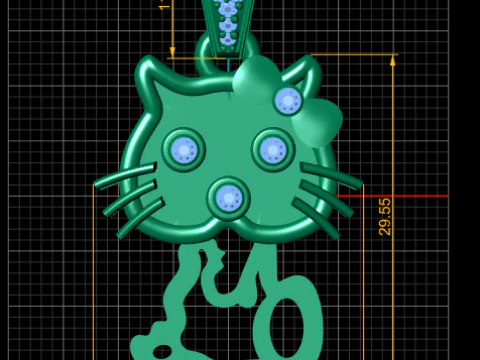 Cute Kitty Face Pendant 3D Printable Model 3D Print Model