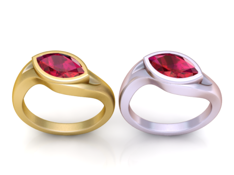 Golden Marquise Gem Ring 3D Printable Model 3D Print Model