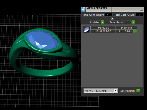 Golden Marquise Gem Ring 3D Printable Model 3D Print Model