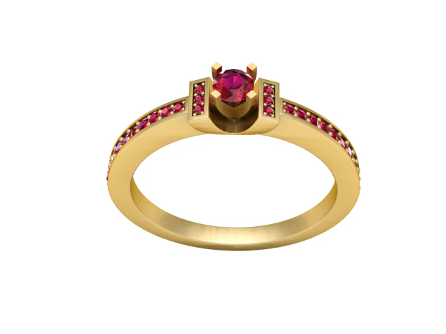 Golden Princess Ruby Ring 3D Printable Model 3D Print Model .c4d .max .obj .3ds .fbx .stl .blend 