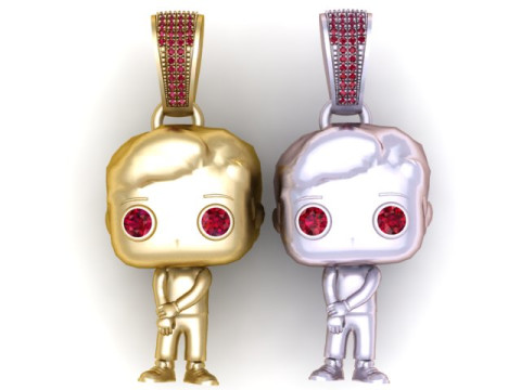 红宝石流行男孩吊坠 3D 可打印模型 3D 打印模型