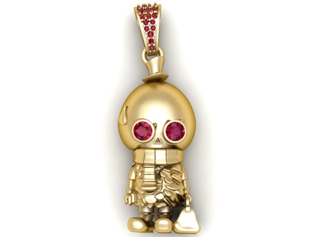 Gold Chibi Boy Charm 3D Printable Jewelry Model 3D Print Model .c4d .max .obj .3ds .fbx .stl .blend