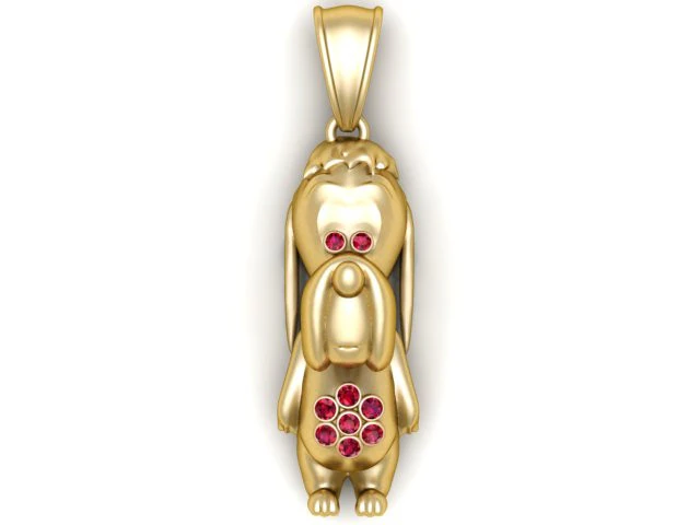 Cute Dog Pendant 3D Printable Jewelry Model 3D Print Model .c4d .max .obj .3ds .fbx .stl .blend 