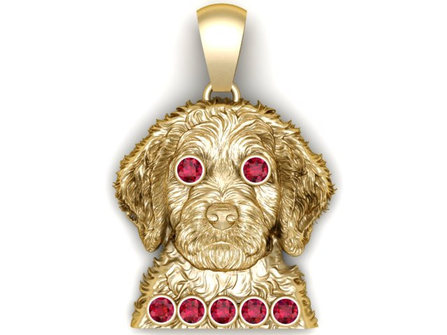 Pendentif tête de chiot doré Modèle imprimable en 3D Modèles 3D en vedette .c4d .max .obj .3ds .fbx .stl .blend