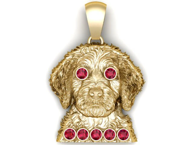 Golden Puppy Head Pendant 3D Printable Model 3D Print Model .c4d .max .obj .3ds .fbx .stl .blend 