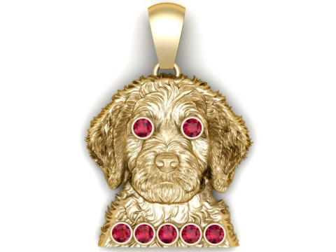 Pendentif tête de chiot doré Modèle imprimable en 3D Modèles 3D en vedette