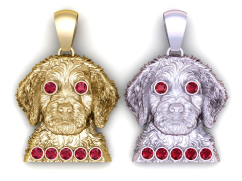 Pendentif tête de chiot doré Modèle imprimable en 3D Modèles 3D en vedette