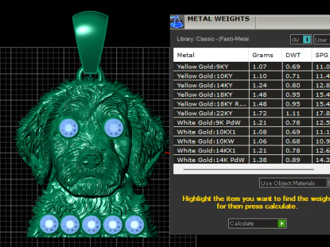 Golden Puppy Head Pendant 3D Printable Model 3D Print Model