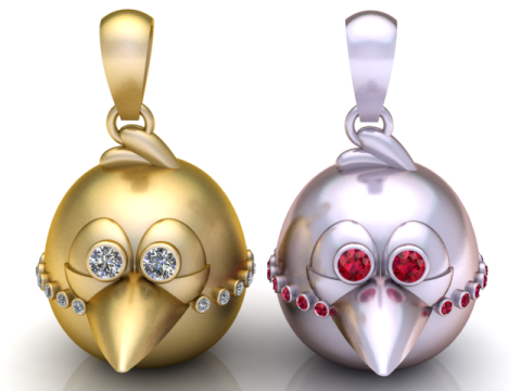 Modelo de joias para impressão em 3D com pingente de pássaro fofo Modelo de Impressão 3D