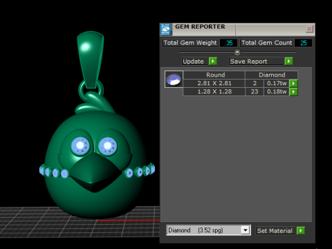 Modelo de joias para impressão em 3D com pingente de pássaro fofo Modelo de Impressão 3D