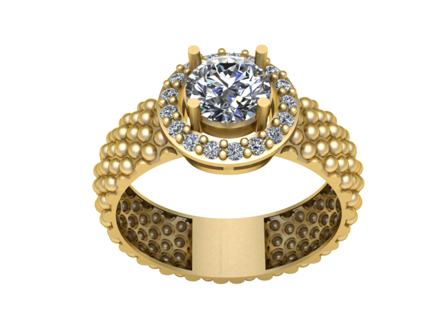 Royal Halo Bead Ring Modelo de joias para impressão em 3D Modelo de Impressão 3D .c4d .max .obj .3ds .fbx .stl .blend