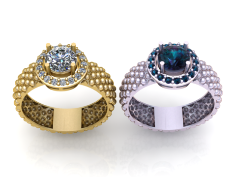 Royal Halo Bead Ring Modelo de joias para impressão em 3D Modelo de Impressão 3D