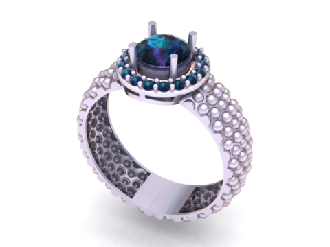 Royal Halo Bead Ring Modelo de joias para impressão em 3D Modelo de Impressão 3D