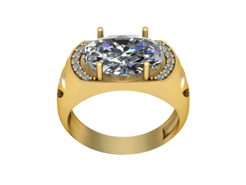 Modello di gioiello stampabile in 3D con anello a corona ovale in grassetto Modello di stampa 3D