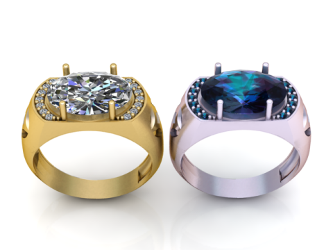 Modelo de joias para impressão em 3D de anel de coroa oval ousado Modelo de Impressão 3D