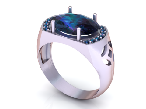 Modelo de joias para impressão em 3D de anel de coroa oval ousado Modelo de Impressão 3D