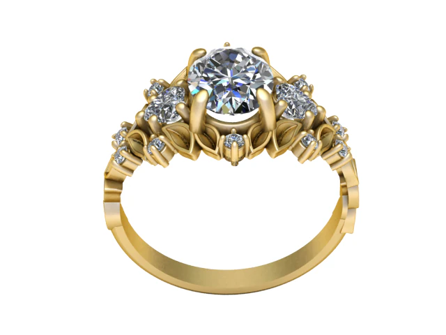 Floral Crown Blossom Ring 3D Printable Jewelry Model 3D Print Model .c4d .max .obj .3ds .fbx .stl .blend 