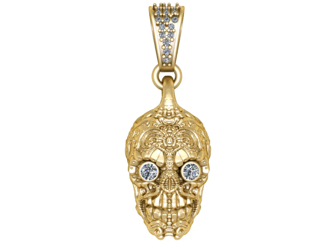 Ornate Skull Guardian Pendant 3D Printable Jewelry Model 3D Print Model .c4d .max .obj .3ds .fbx .stl .blend 