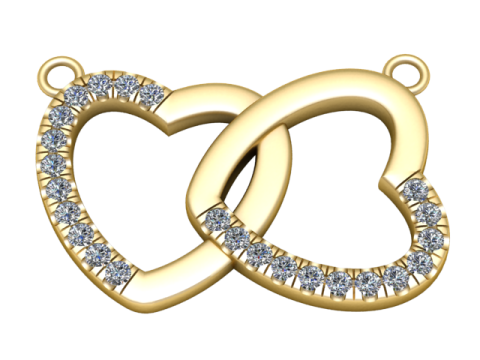 互锁心形吊坠 3D 可打印珠宝模型 3D 打印模型