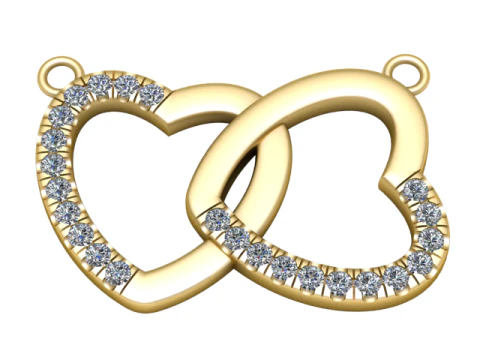 Modello di gioiello stampabile in 3D con ciondolo a forma di cuori intrecciati Modello di stampa 3D