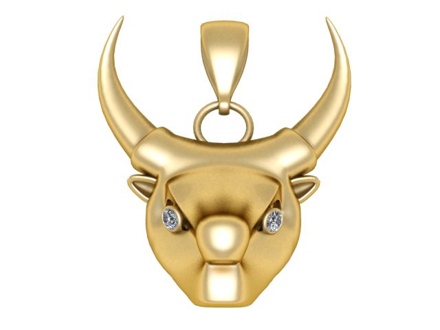 Golden Bull Strength Pendant 3D Printable Jewelry Model 3D Print Model .c4d .max .obj .3ds .fbx .stl .blend 