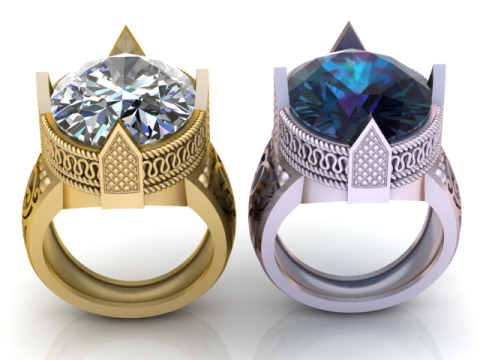 रीगल क्राउन फोर्ट्रेस रिंग 3डी प्रिंट करने योग्य आभूषण मॉडल 3D प्रिंट मॉडल