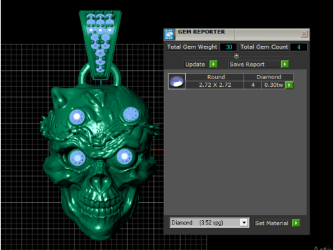 皇冠愤怒骷髅吊坠 3D 可打印珠宝模型 3D 打印模型