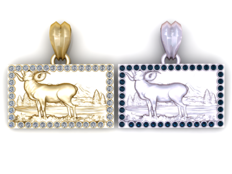 Modello di gioiello stampabile in 3D con ciondolo maestoso paesaggio di ariete Modello di stampa 3D