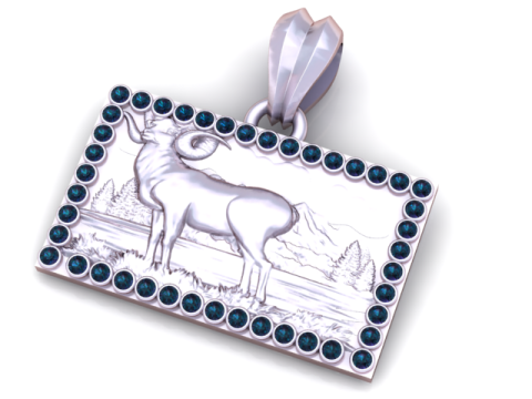 Modello di gioiello stampabile in 3D con ciondolo maestoso paesaggio di ariete Modello di stampa 3D