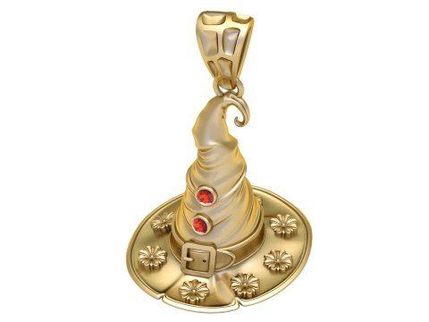 魔法女巫帽吊坠 3D 可打印珠宝模型 3D 打印模型