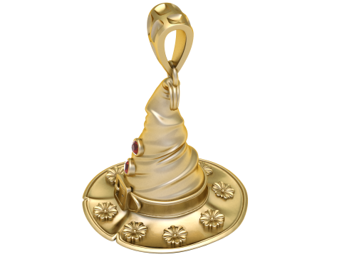Modello di gioiello stampabile in 3D con ciondolo cappello da strega incantato Modello di stampa 3D