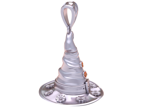 Modello di gioiello stampabile in 3D con ciondolo cappello da strega incantato Modello di stampa 3D