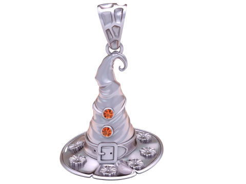 Modello di gioiello stampabile in 3D con ciondolo cappello da strega incantato Modello di stampa 3D