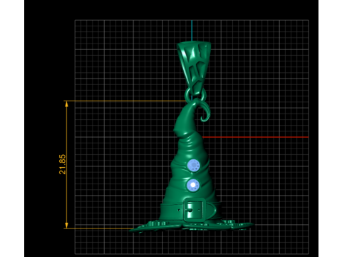Modello di gioiello stampabile in 3D con ciondolo cappello da strega incantato Modello di stampa 3D