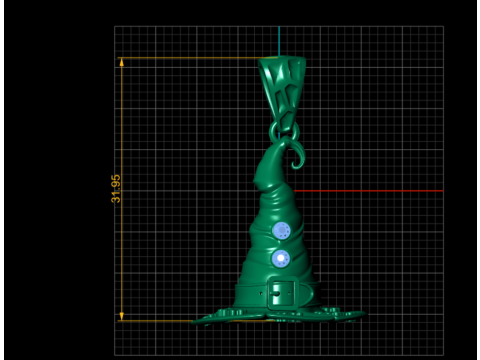 Modello di gioiello stampabile in 3D con ciondolo cappello da strega incantato Modello di stampa 3D