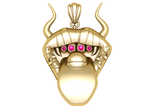 恶魔角兽吊坠 3D 可打印珠宝模型 3D 打印模型