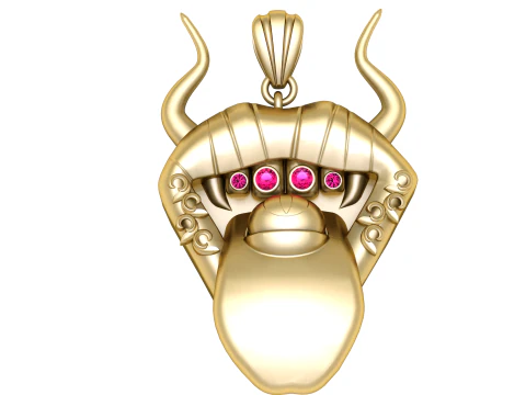 Modelo de joias para impress&atilde;o em 3D com pingente de besta com chifres demon&iacute;acos Modelo de Impressão 3D