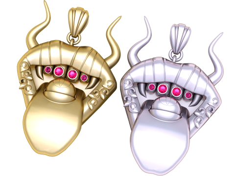 Demon Horned Beast Pendant 3D Printable Jewelry Model 3D Print Model