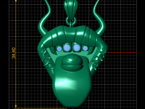 Demon Horned Beast Pendant 3D Printable Jewelry Model 3D Print Model