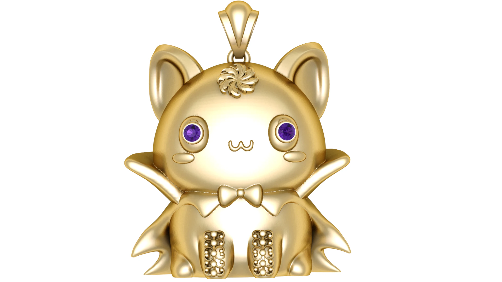 Kawaii Vampire Bat Cat Pendant 3D Printable Jewelry Model 3D Print Model .c4d .max .obj .3ds .fbx .stl .blend