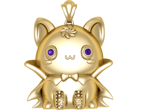 Kawaii Vampir Fledermaus Katze Anhänger 3D druckbares Schmuckmodell 3D Druckmodell