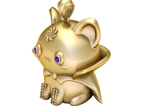 Kawaii Vampir Yarasa Kedi Kolye 3D Yazdırılabilir Takı Modeli 3D Baskı Modeli