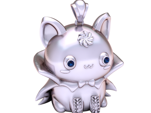 Kawaii Vampir Yarasa Kedi Kolye 3D Yazdırılabilir Takı Modeli 3D Baskı Modeli