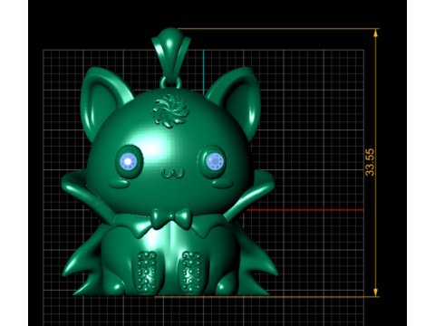 Kawaii Vampir Yarasa Kedi Kolye 3D Yazdırılabilir Takı Modeli 3D Baskı Modeli
